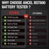 imageANCEL BST600 Car Battery Tester with Printer  12V24V 1002000 CCA Digital Auto Battery Load Tester  Cranking and Charging System Test for Heavy Duty Truck Marine Motorcycles RVs SUVs Boats