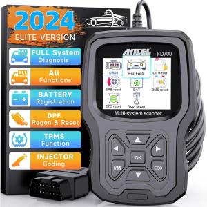 imageANCEL FD700 Full System OBD2 Scanner Fits for Ford Lincoln Mercury Vehicles All Functions Automotive Disgnostic Scan Tool with Battery Registration ABS SRS SAS BMS Oil Reset TPMS Engine IQA EPB Regenblack