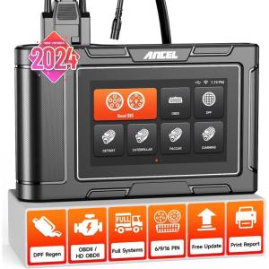 imageANCEL HD3400 Pro Heavy Duty Truck Scanner Lifetime Free Updates DPF Regen for Cummins Detroit Caterpillar ampamp Paccar Wide Compatibility with US Trucks 2in1 Code Reader for Trucks ampamp Cars