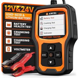 imageANCEL BT410 12V Car Battery Tester for LeadAcid ampamp Lithium Batteries 1002000 CCA Automotive Battery Load Tester Health Cranking Charging System Alternator Test for Motorcycle Car Truck RV Boat